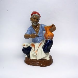 Ceramic Man Painter Sculptor Figurine Hand Painted Estate Statue Home Decor
